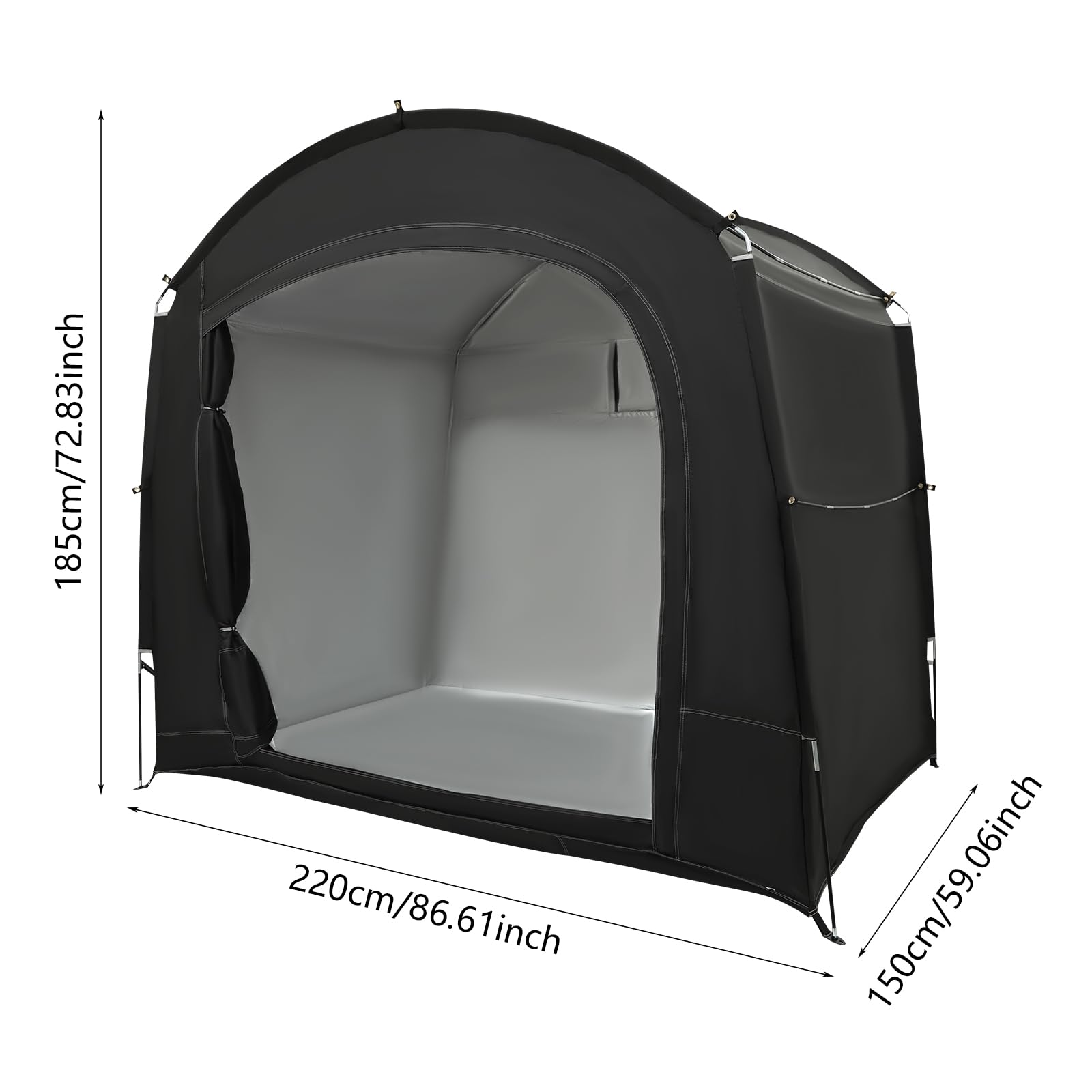 Tenda per 3 biciclette, 220 x 150 x 185 cm, impermeabile, portatile, per biciclette, attrezzi da giardino