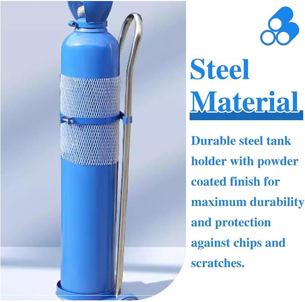 zktoermn Stainless Steel Oxygen Cylinder Cart, Rolling Oxygen Tank Cart Portable Oxygen Cylinder Cart Holder with Wheels(17x110cm)