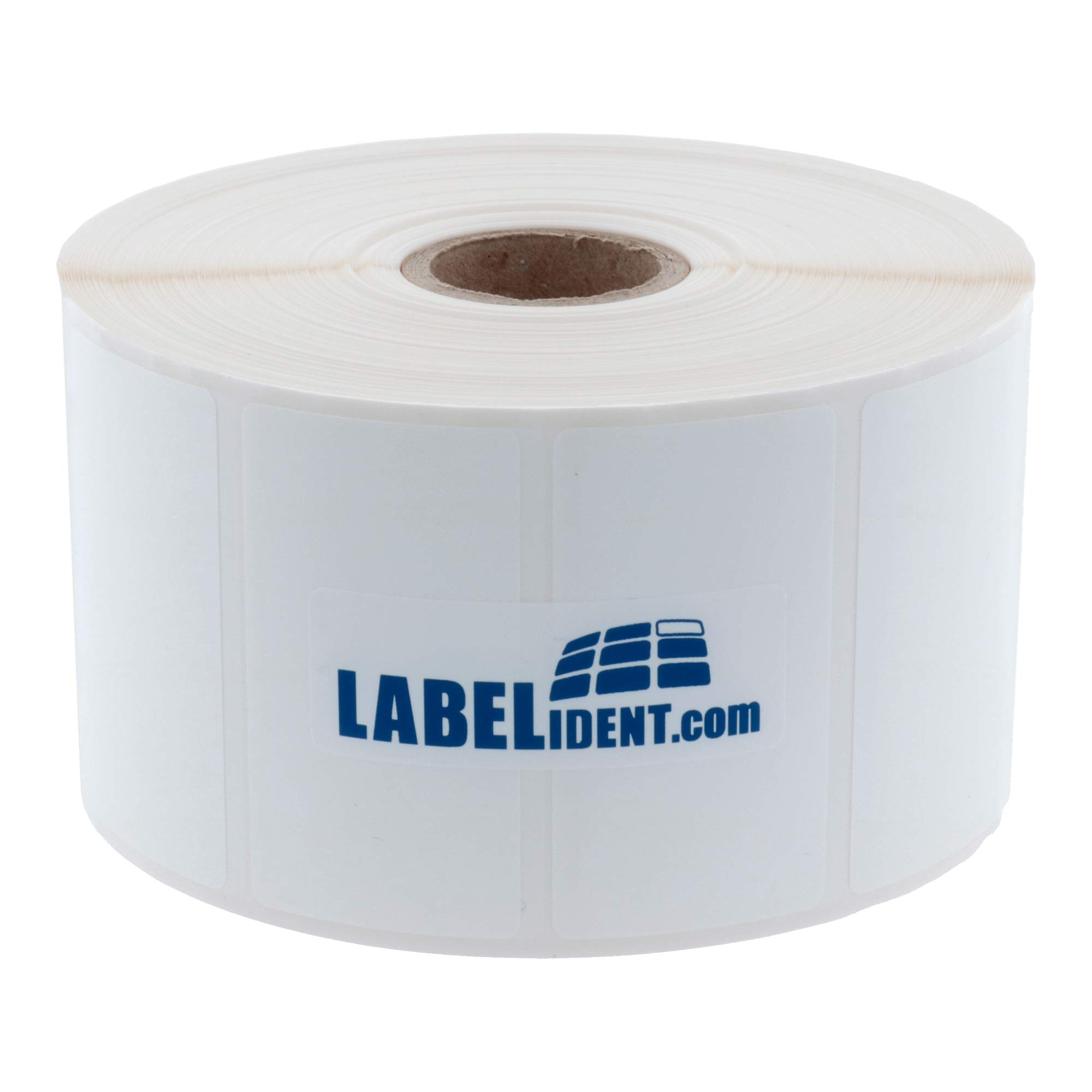 Labelident PE Etiketten weiß 60 x 40 mm - 6.000 Etiketten, 6 Rollen à 1.000 Folienetiketten, 25 mm Kern, stark selbstklebend, wasserfest für Thermotransferdrucker