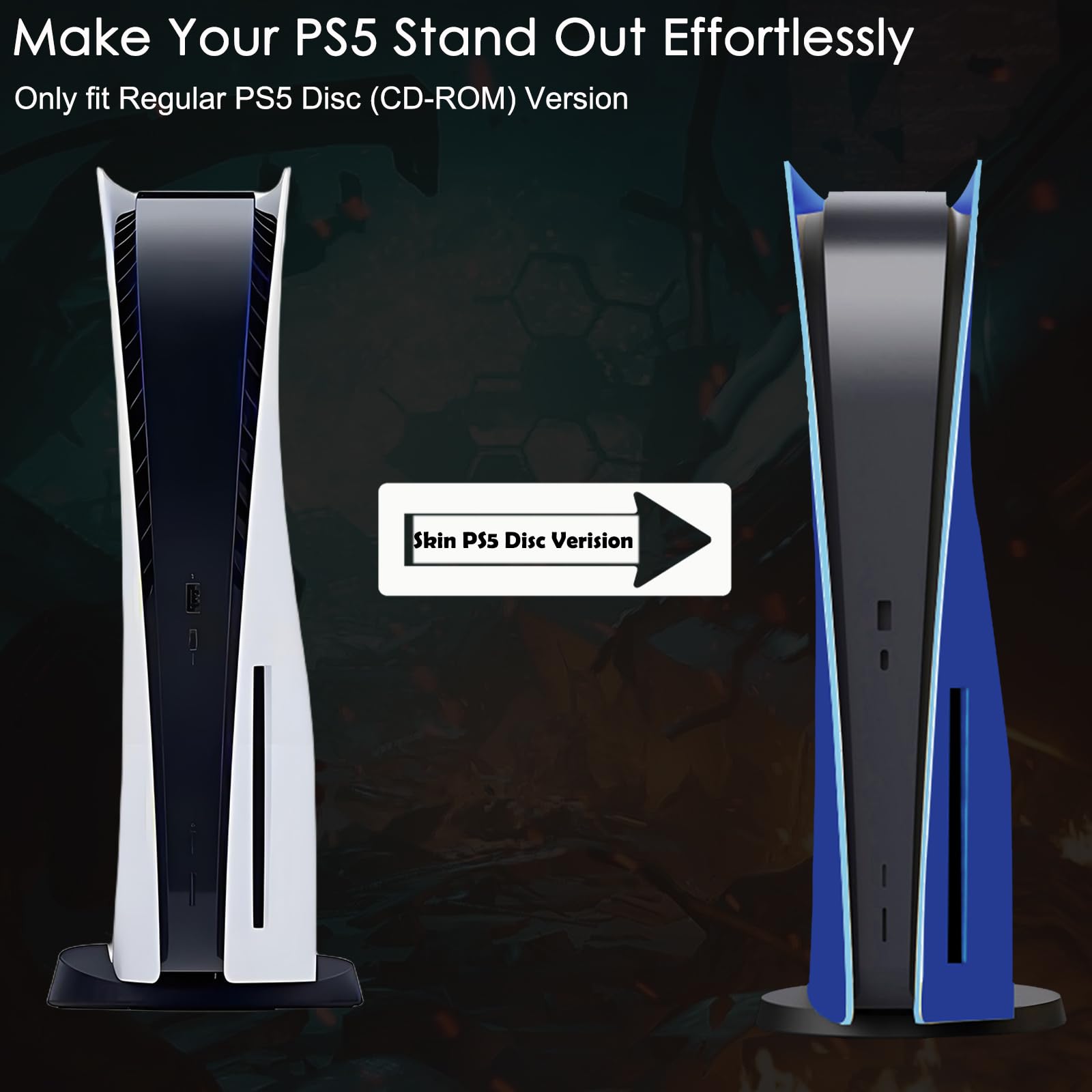 Megadream Coque de rechange pour console PS5 - Coque rigide en ABS résistant aux chocs, anti-rayures et anti-poussière - Compatible avec Playstation 5 Disc Edition - Bleu