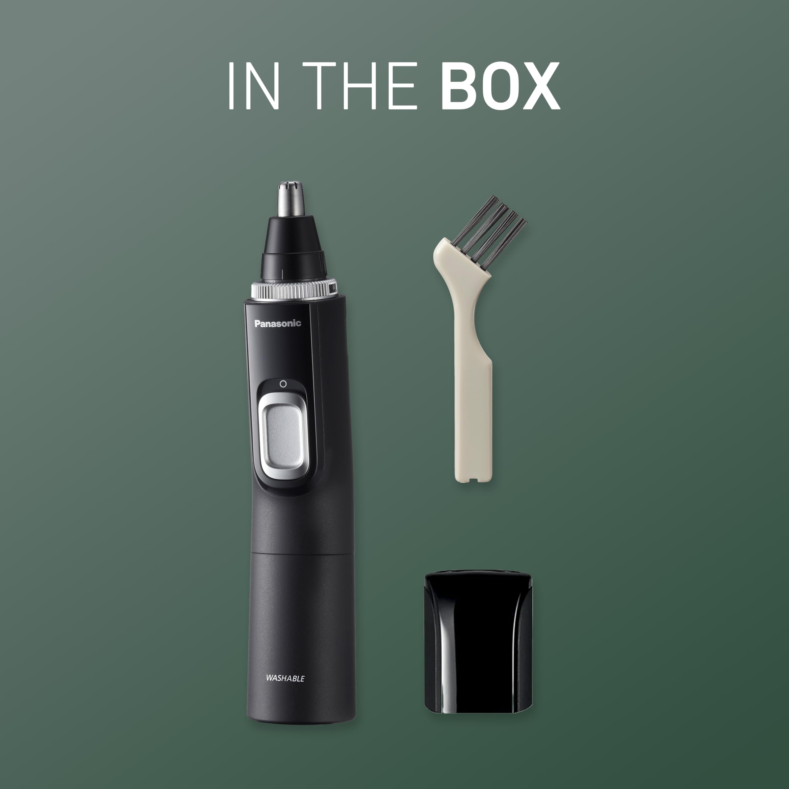 Panasonic Men's Ear and Nose Hair Trimmer with Vacuum Cleaner System Wet Dry Hypoallergenic High Performance Dual Edge Blades - ER-GN70-K, Black