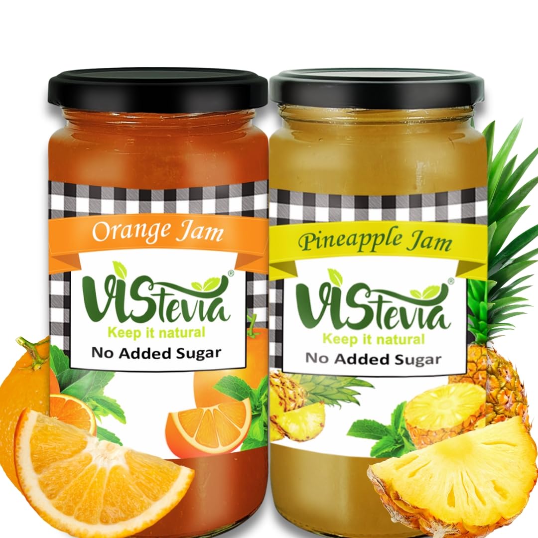 VIStevia Sugar Free Combo of Pineapple & Orange Jam - Pack of 2 (400g x 2) | Diabetic & Keto Friendly | Sweetened with Stevia and Erythritol | 100% natural | More than 60% fruit | Tastes delicious (B09LS42LTL) Amazon Price History, Amazon Price Tracker