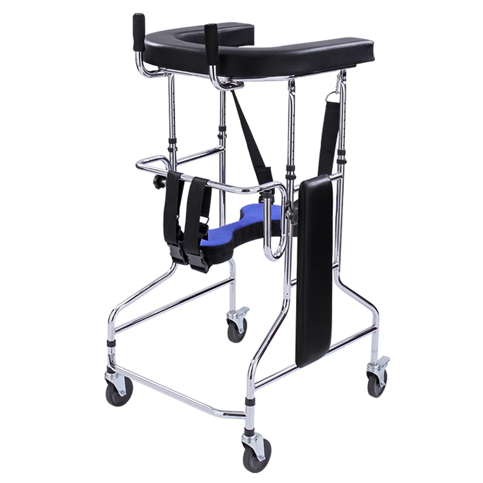 Chodzik na 4 kołach z siedziskiem, regulowany chodzik rehabilitacyjny z wygodnym stołem podtrzymującym, rama rehabilitacyjna z porażeniem Hemiplegia, nośność 100 kg (kobiety)
