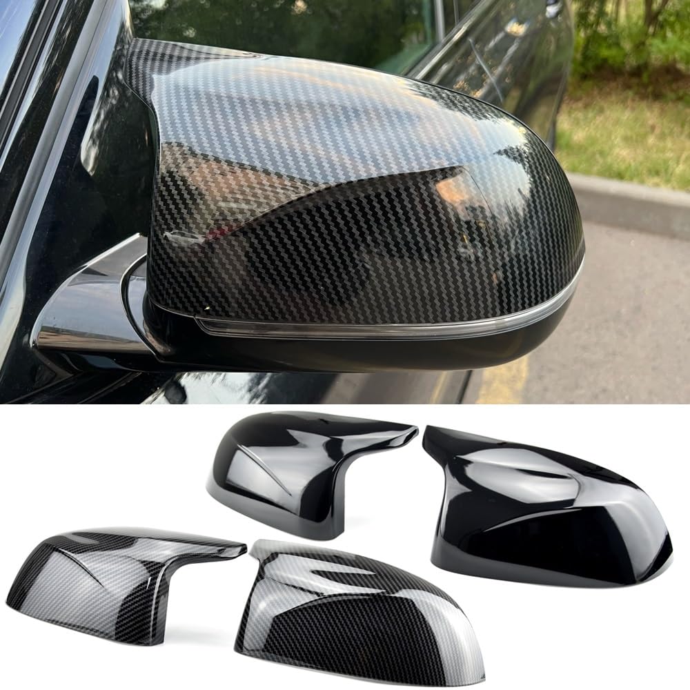 Zamienne pokrowce osłona lusterka skrzydłowego pasuje do BMW do F25 X3 F26 X4 F15 X5 F16 X6 14-18 osłona lusterka bocznego samochodu osłona lusterka bocznego (kolor: czarno-czerwony) (błyszcząca czerń