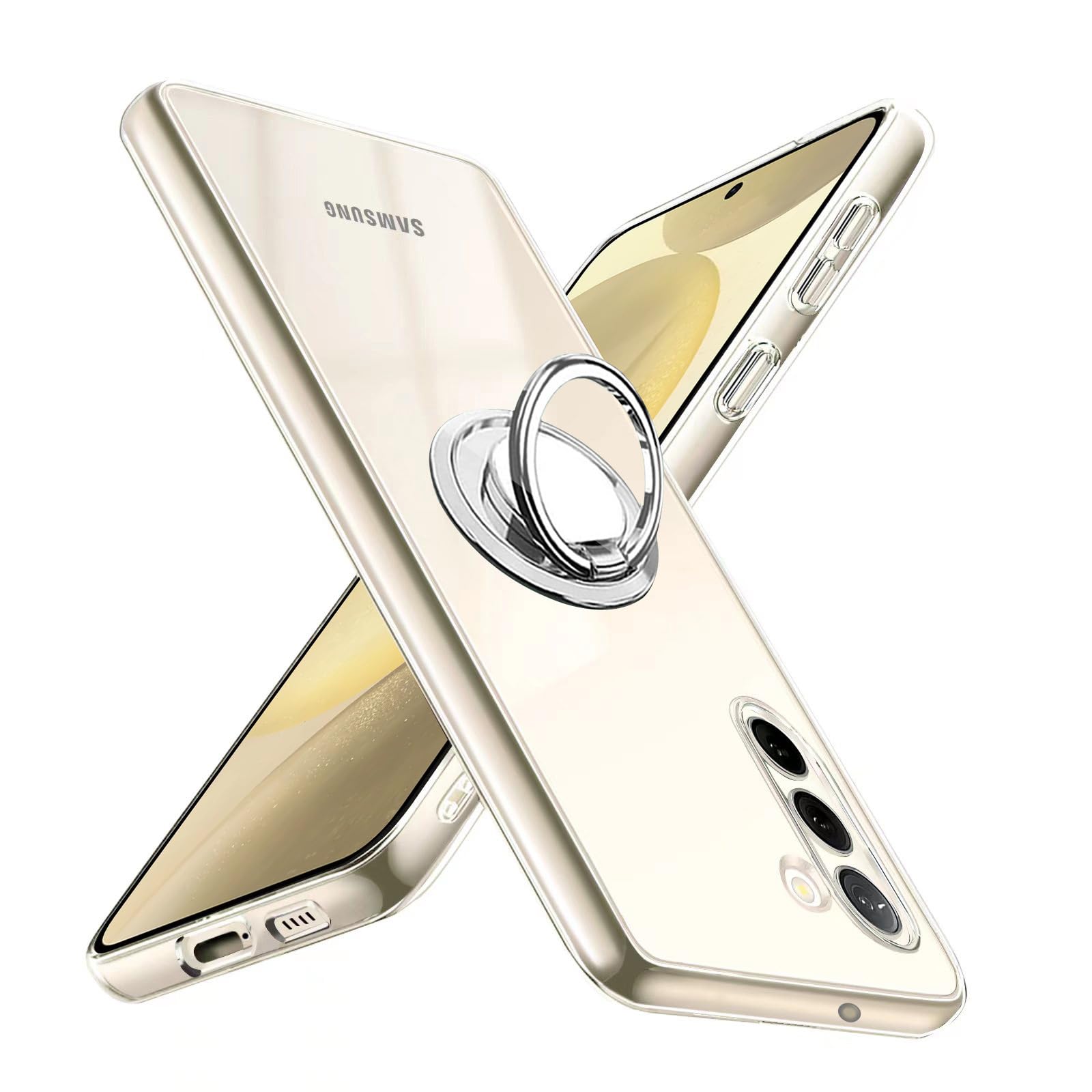 Galaxy S24 ケース リング付き クリア SC-51E 透明 リング ギャラクシーS24 カバー ソフト スマホケース 極薄 全透明 衝撃 吸収 柔軟 ストラップホール付き スタンド機能 車載ホルダー 滑り止め 落下防止