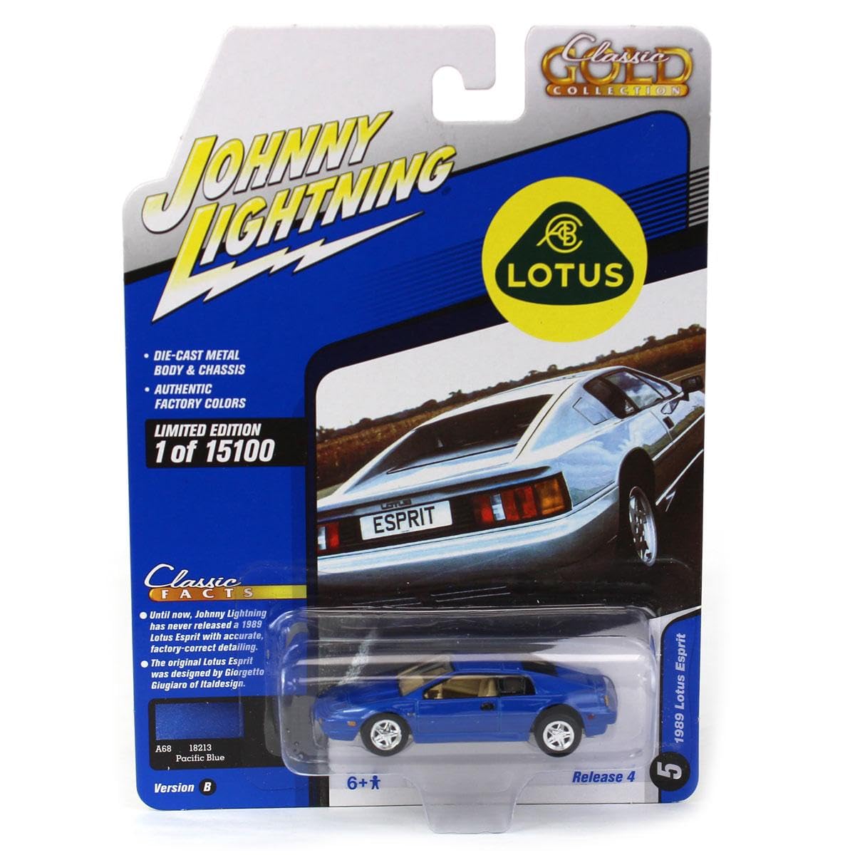 Auto World 1/64 1989 Lotus Espirit (Blue), Classic Gold 2021 Release 4B JLSP188B