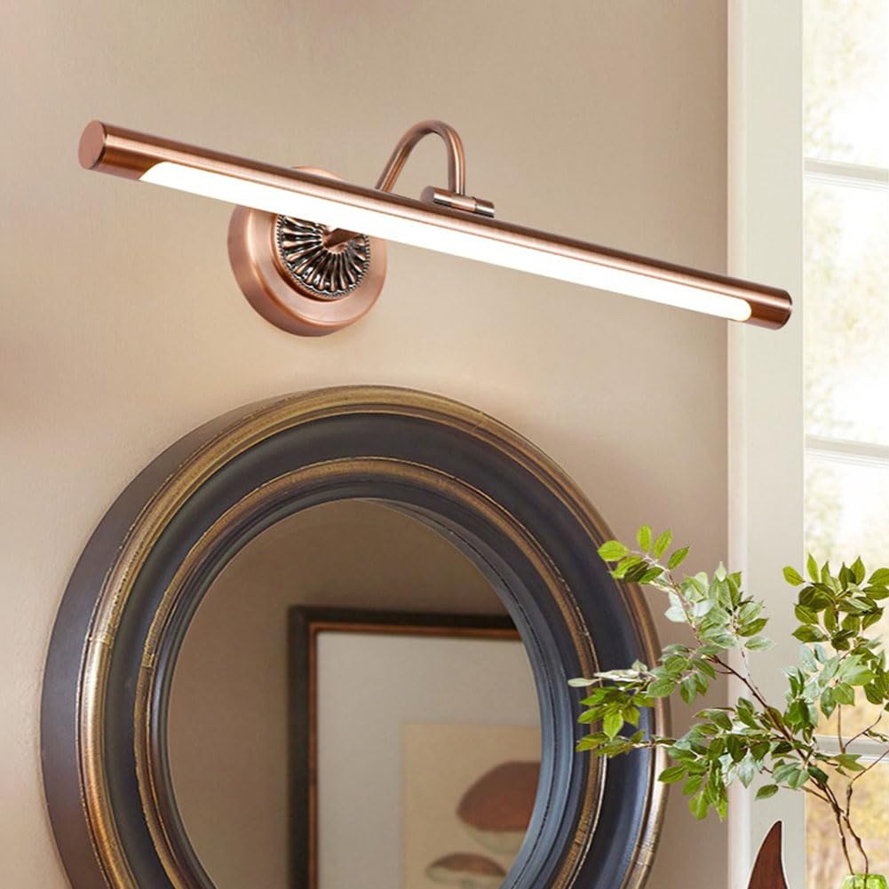 Lampada da Tavolo Vintage a LED Bagno Luce Specchio Metallo Ruotabile a 180° Applique Antico Impermeabile Dimmerabile 3000k/4500k/6000k Lampada da Parete Orientabile Arco Braccio Luce Immagine