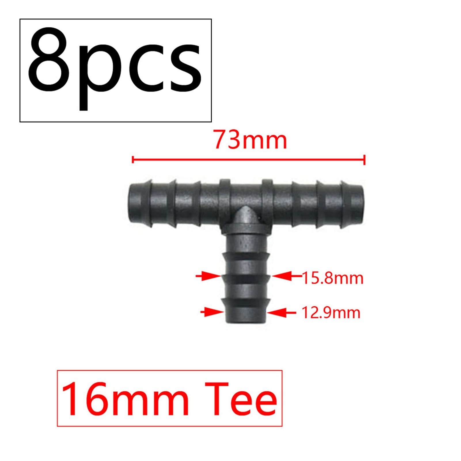 Generic Irrigazione a goccia 16/20/25mm Tube Raccordi for barbiere Connettore TEE CONNETTORE CONNETTORE CONNETTORE CAP PRINCITA KIT END END GIARDINO DI TUBO 1/2 POLLICI(White)