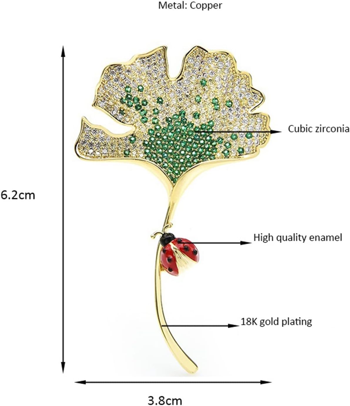 Brooch Ladies Fashion Accessories Ladies Elegant Ginkgo Leaf Beetle Brooch Cubic Zirconia Flower New Year Party Banquet Brooch Brooch pins,