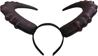 Devil Horns Headband Large Demon Cow Horn Headdress Halloween Cosplay Costume Props for Women,Red