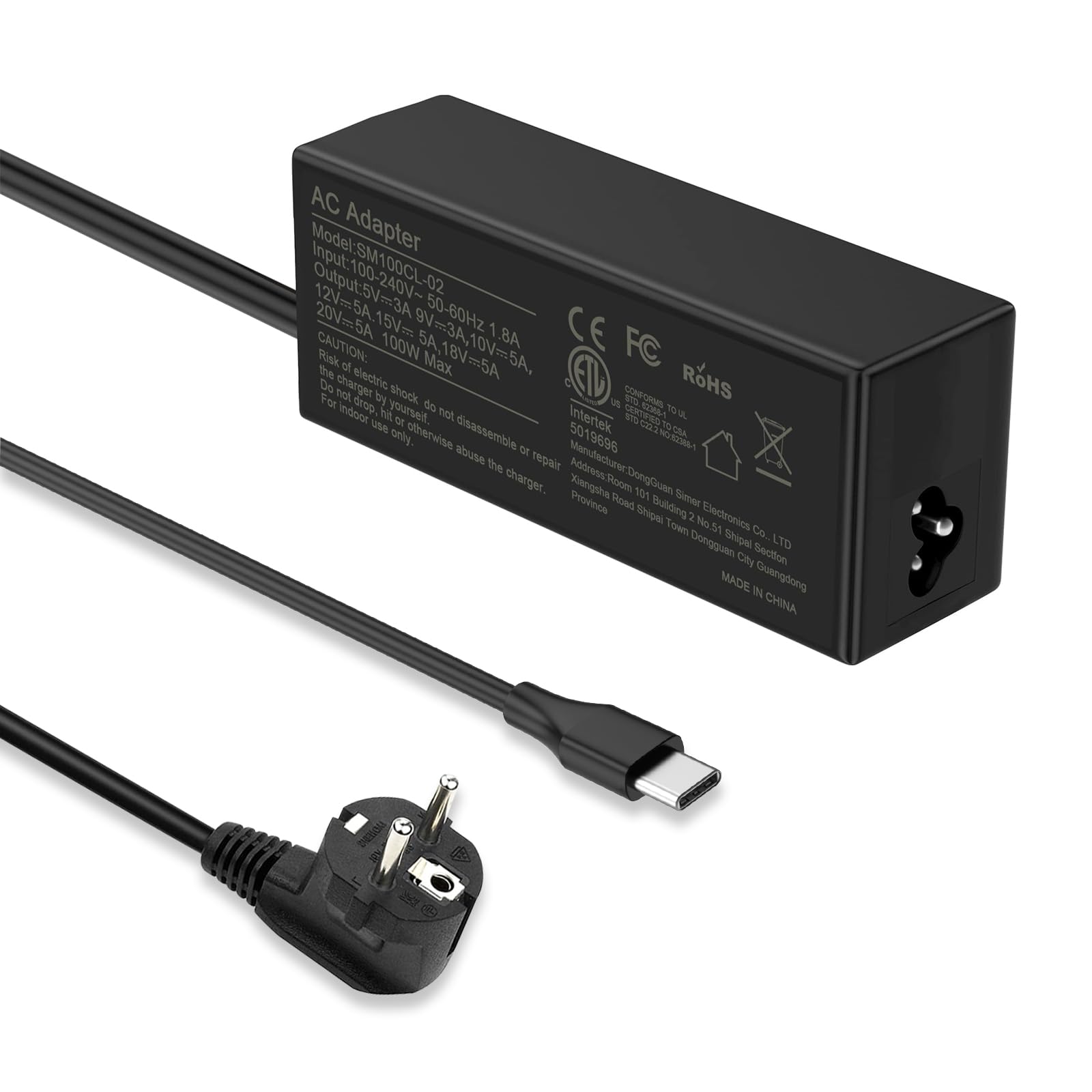100W USB C Netzteil Laptop Ladegerät für Lenovo ThinkPad, HP