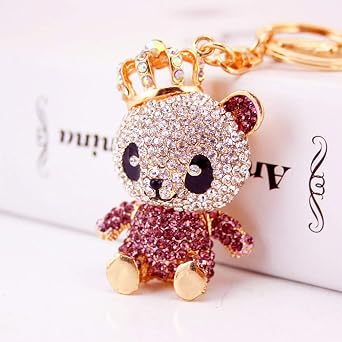 Cute Panda Shape Crystal Rhinestone Sparkling Keychain Bag Pendant Handbag Charm for Women Girls