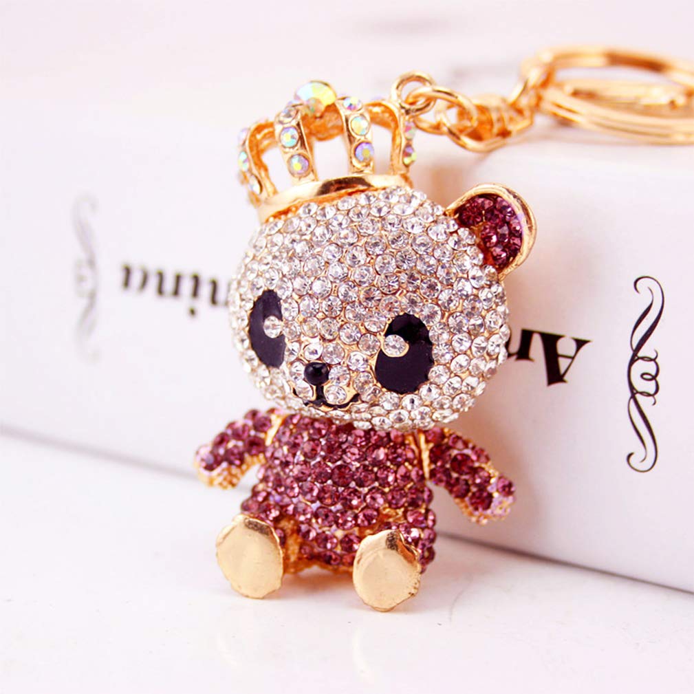 Cute Panda Shape Crystal Rhinestone Sparkling Keychain Bag Pendant Handbag Charm for Women Girls