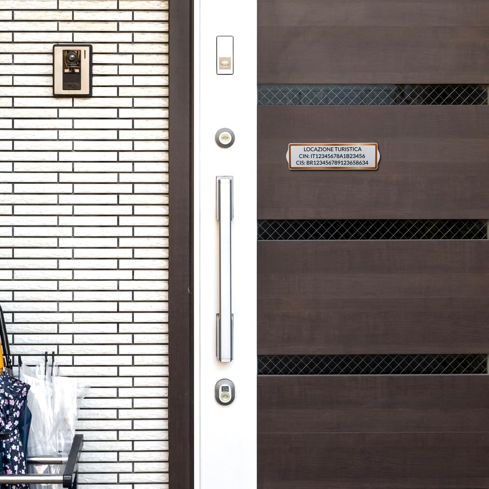 Targhetta personalizzata codice CIN, targhetta per locazione turistica, per strutture ricettive, case vacanza (integrazione CIR), Targa cin personalizzate per casa vacanze con locazione turistica