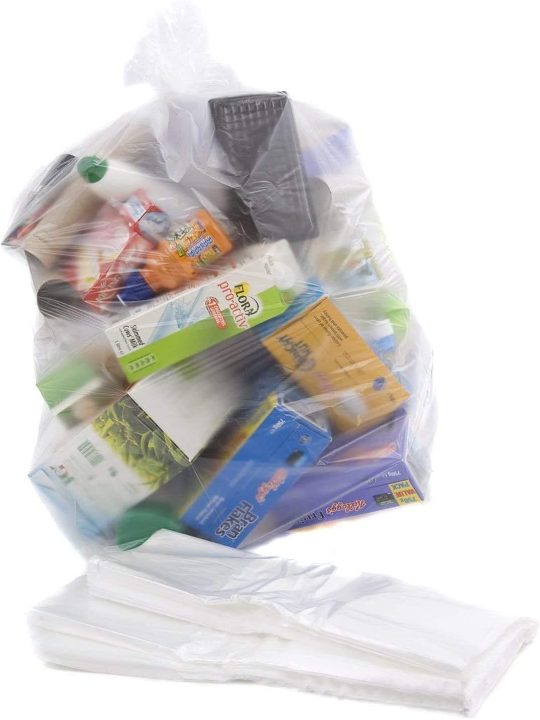 100 Clear Plastic Recycling Bin Bags 90L