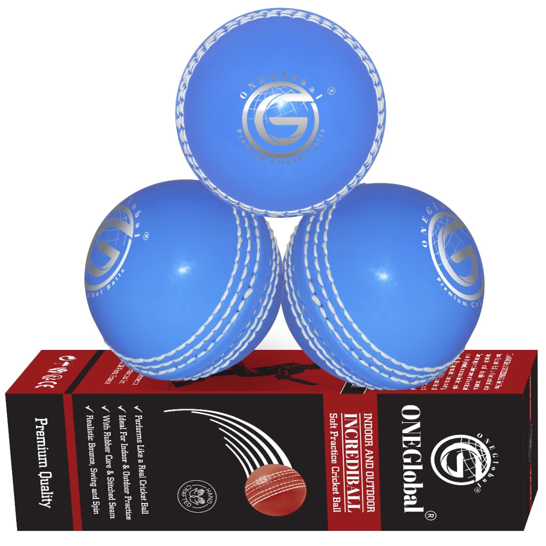 Soft Rubber Cricket Ball for Practice | Outdoor & Indoor Practice Cricket Ball with Core & Stitched Seam | Realistic Feel, True Bounce & Swing for Practice, Honing Skills & Family Fun