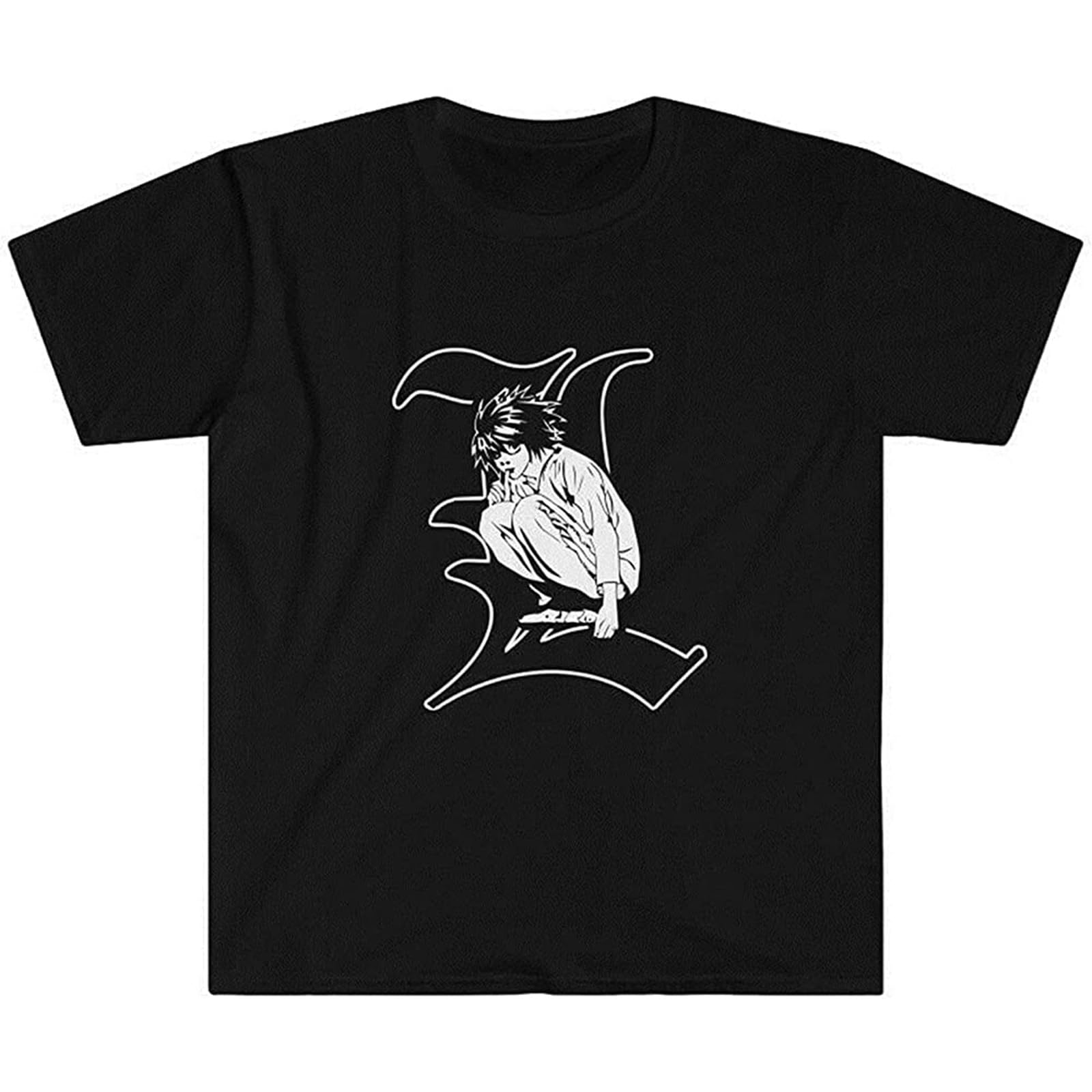 SHUI TI DU Death Note Anime Manga Lawliet T Shirt Black