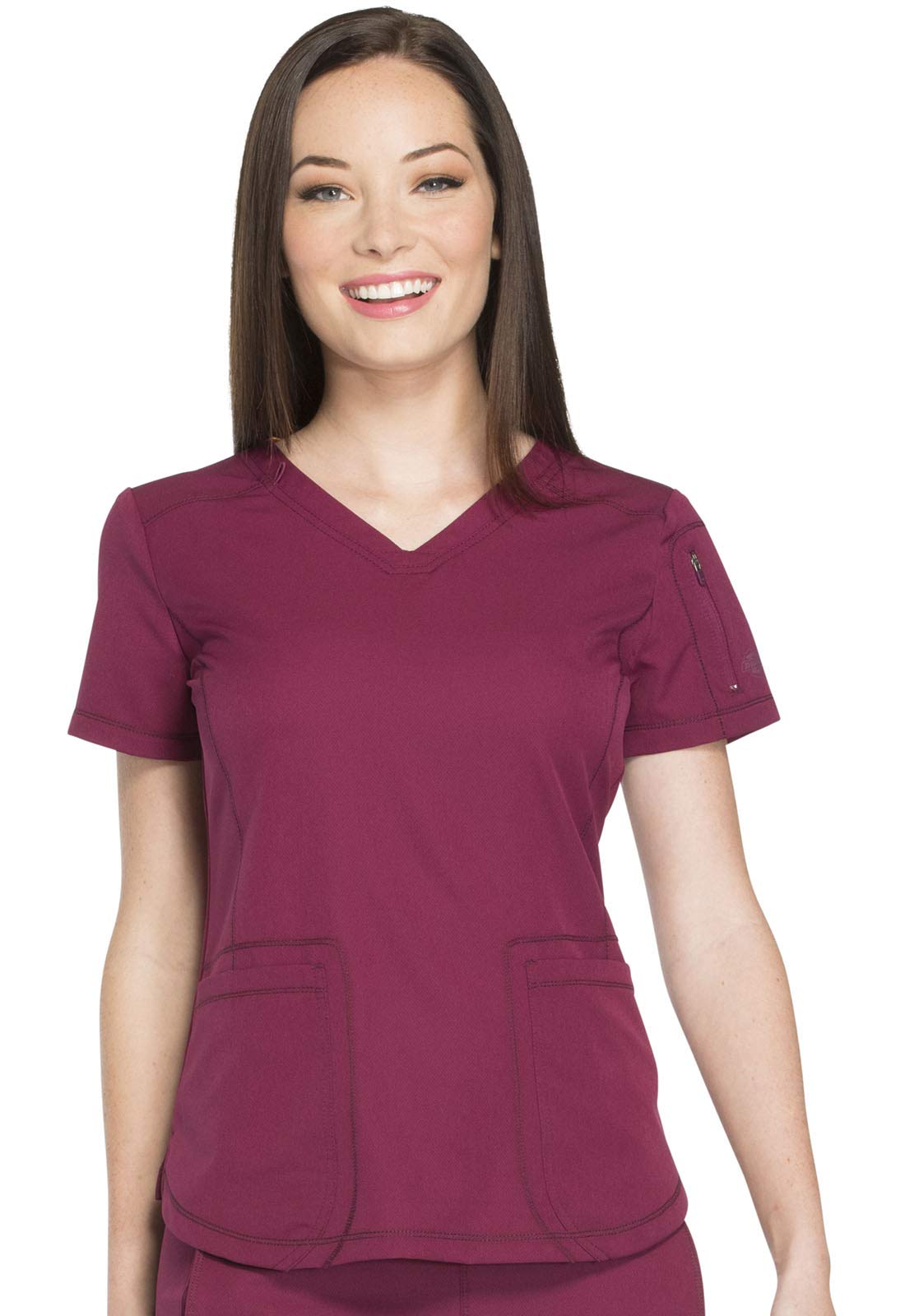 Dickies Dynamix Womens Tops, Athletic-Inspired V-Neck Scrub Top with Four-Way Stretch and Moisture Wicking DK730