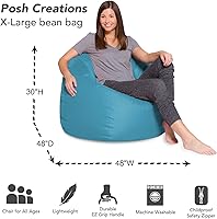 Vista 253 de Posh Creations - Puff para niños, adolescentes y adultos, incluye funda extraíble y lavable a máquina, tamaño grande de 38 pulgadas, lona con diseño