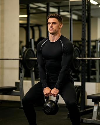 4 Pack Men's Long Sleeve Compression Base Layer Top Quick Dry Long Sleeve Running Top Mens Tight Baselayer Tee Shirts All Season for Running Training