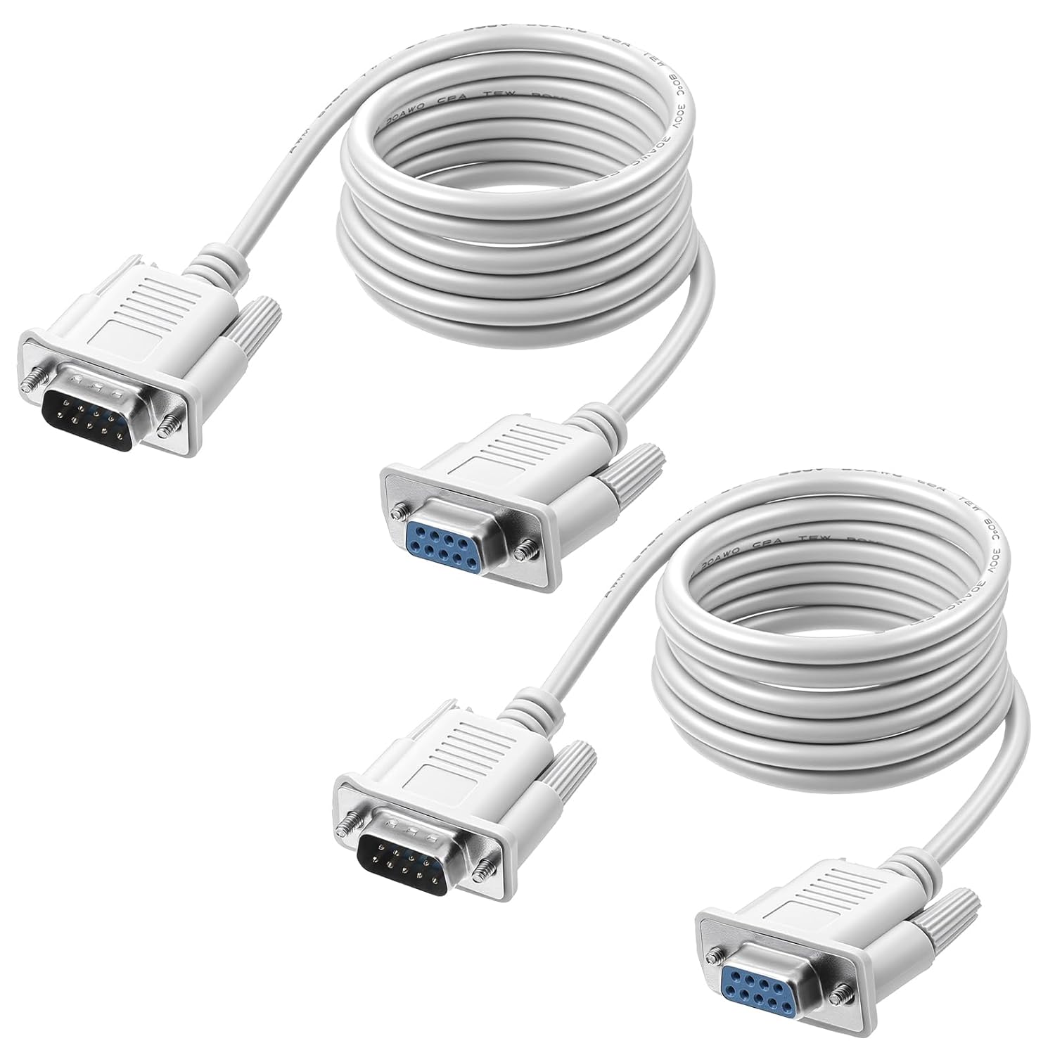 2 Pcs Serial Cable Rs232 Cable 1.5m Vga Male to Female Vga Extension Cables 9 Pin Straight Through Cord DB9 RS232 Serial Cables Black