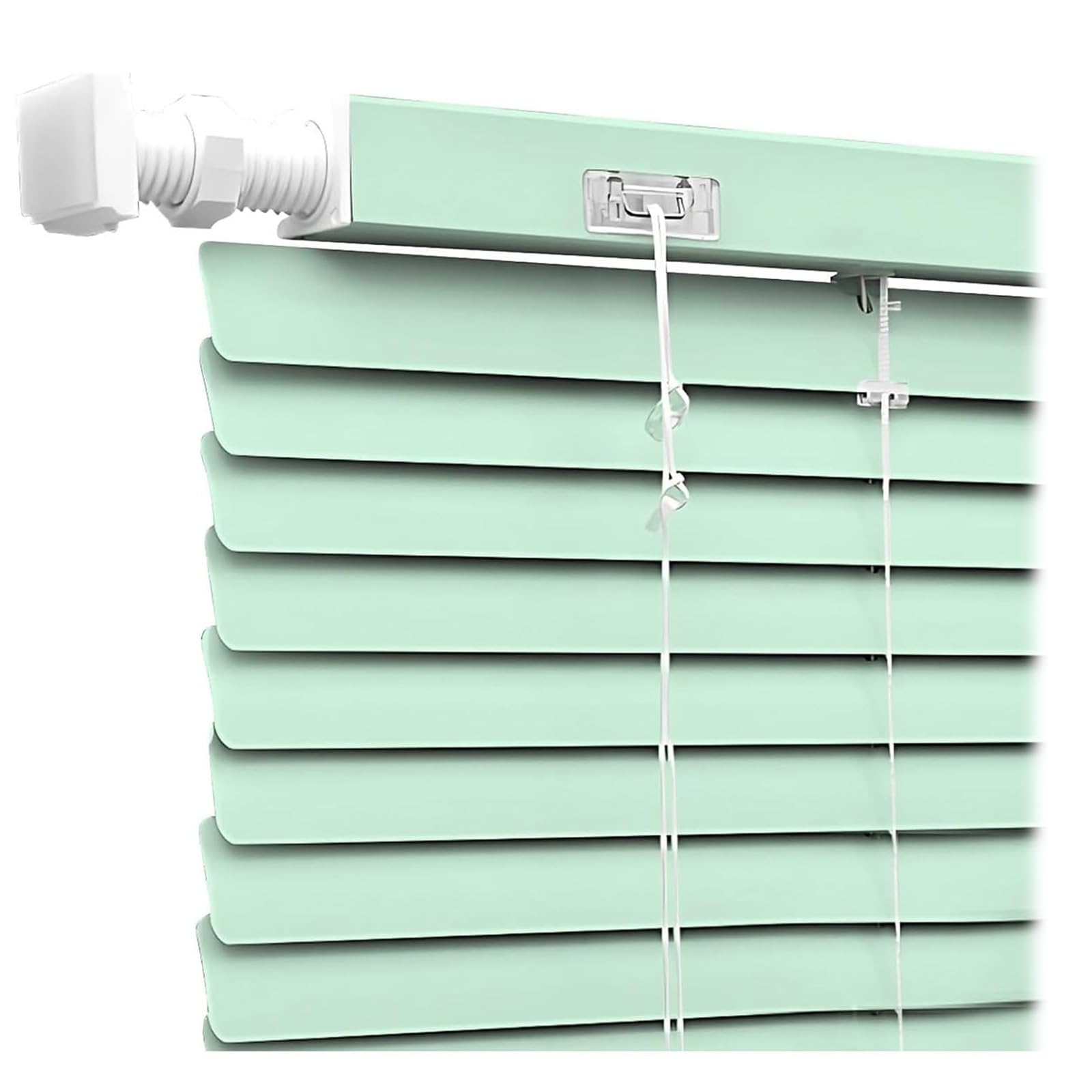 No Drill Cordless Aluminium Blinds 25mm Slat, Venetian Blinds for Windows, Bathroom Blinds, Kitchen Door Blinds, Waterproof Blackout Shutters 50 60 76 80 90cm Privacy(Light green)