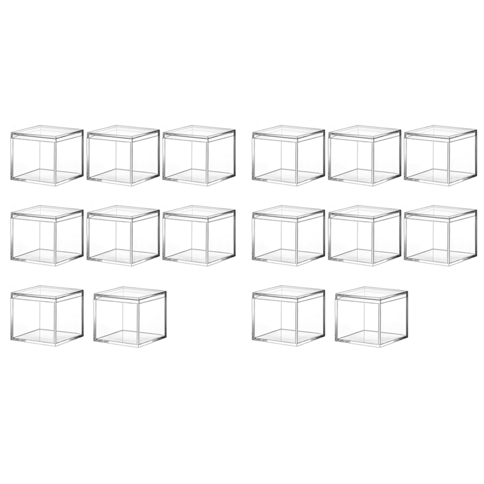 Hndhbfgrt 16 Pieces of Transparent Acrylic Plastic Square Square Jewelry Box Mini Storage Box with Lid Mini Square Container 120Ml