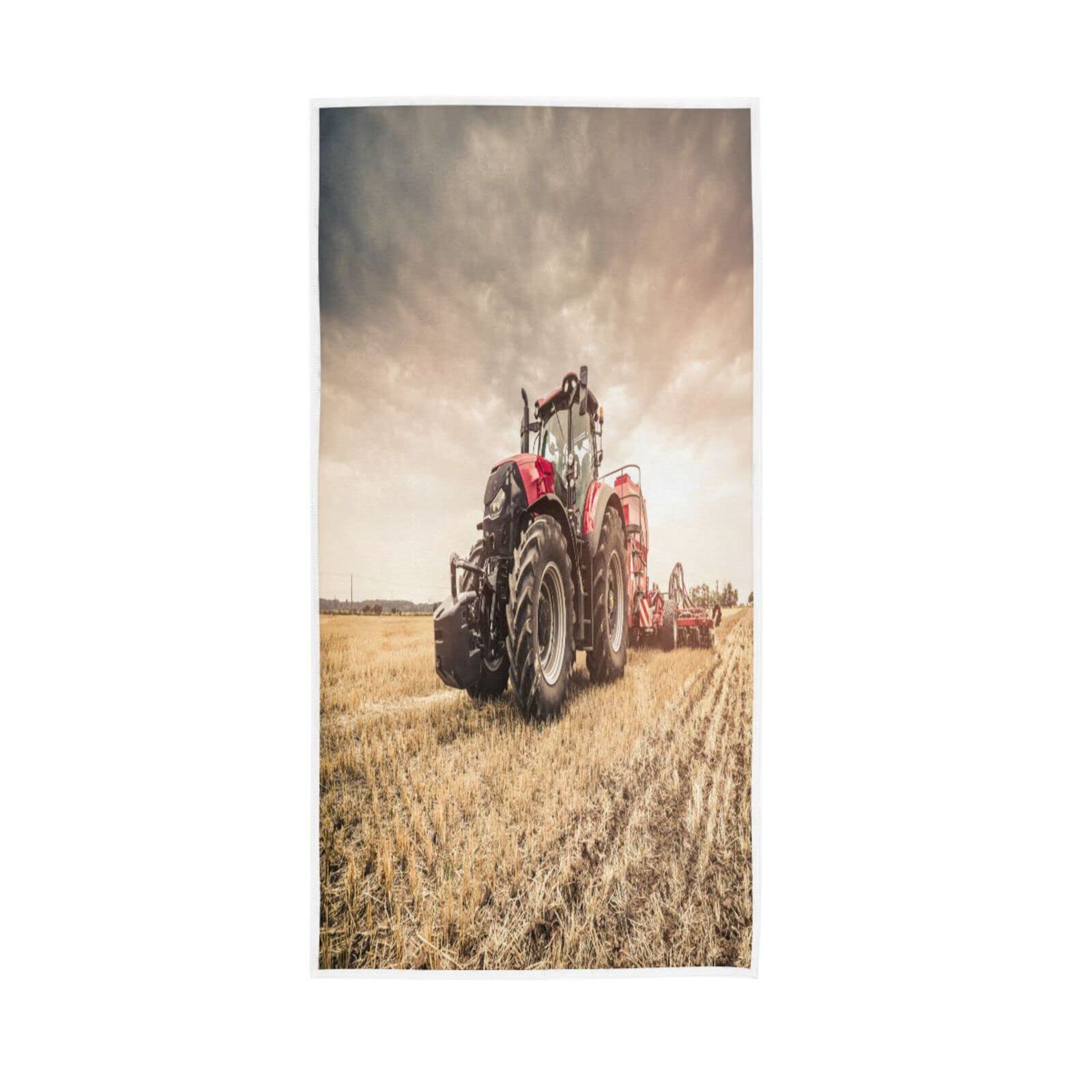 LSRCPD Modern Farmland Red Tractor Towles, 15 x 30 Inches Soft Hand Towel Spa Towel Farmhouse Hand Towels