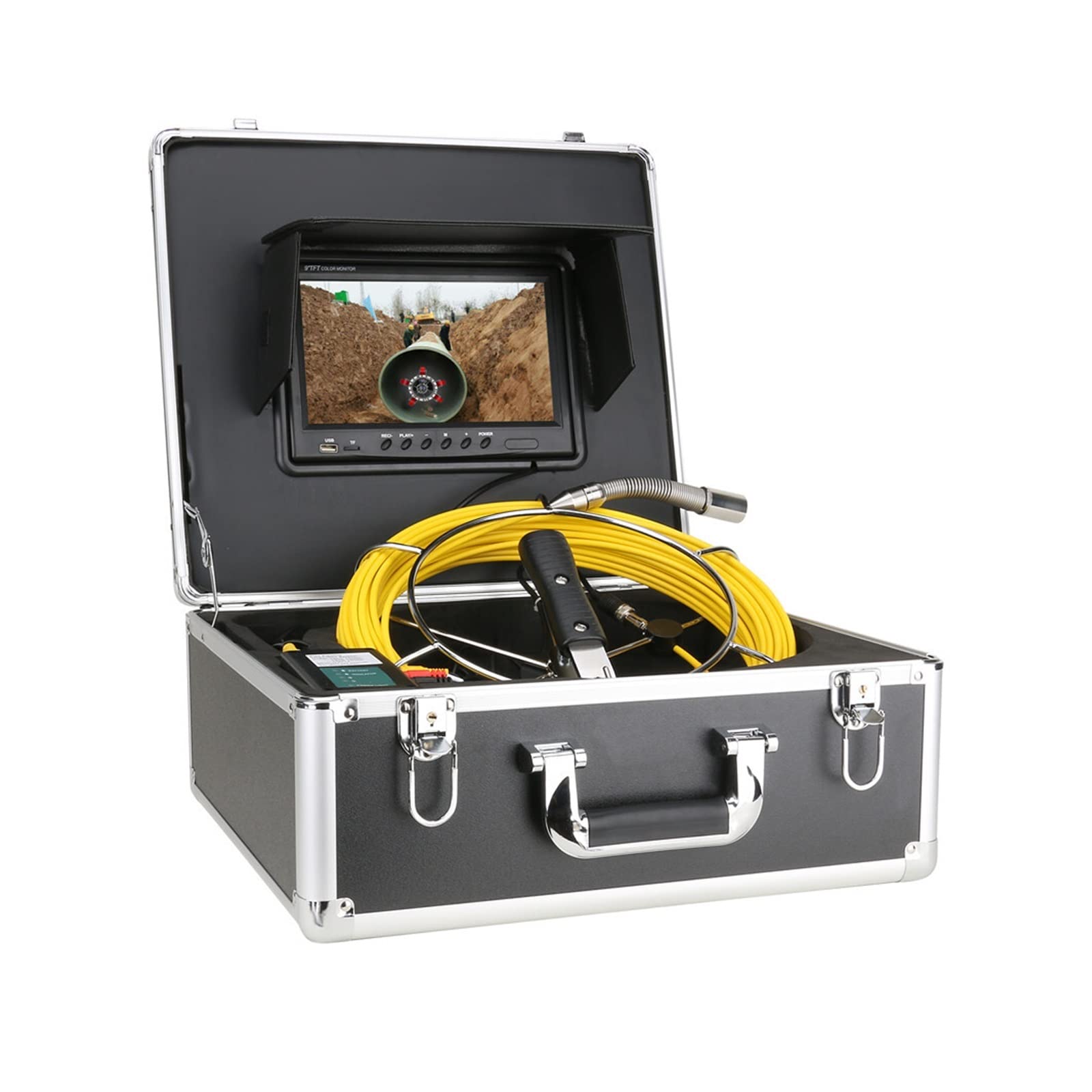 Cámara de Alcantarillado, Cámara de alcantarillado con localizador, endoscopio industrial de alcantarillado de drenaje Monitor de 9 pulgadas DVR 22 mm IP68 HD 1000TVL Cámara de video de inspección de
