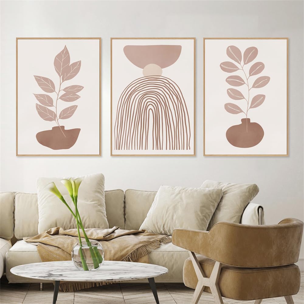 WBYZAC Botanical Posters-Abstract Geometry Botanical Lines Boho Vintage Posters Wall Art Pictures Nordic Bedroom Living Kitchen Room Decor Prints Canvas Painting-60 * 80cm*3PCS (No Frame)