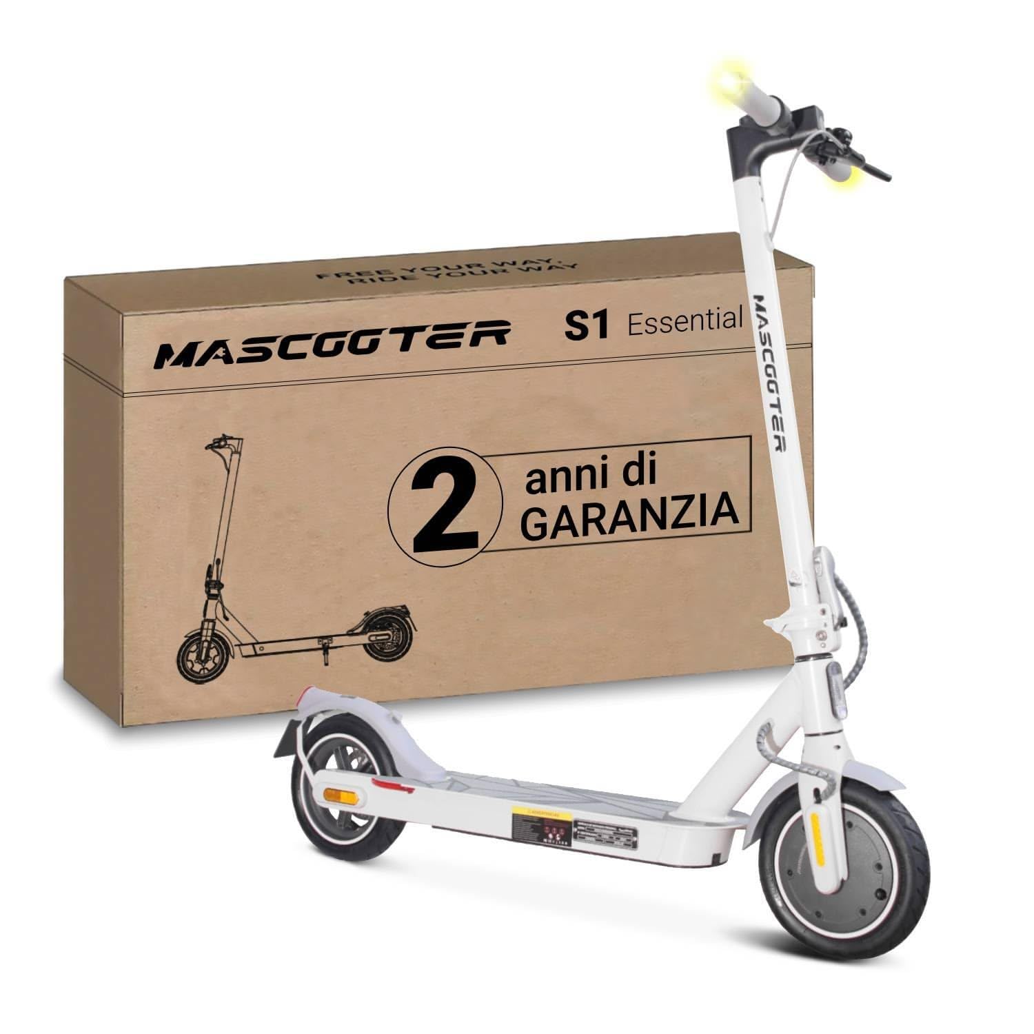 MASCOOTER Monopattino Elettrico Adulto (300W) - Autonomia 20km - Indicatori di Direzione e Rigenerazione Batteria in Frenata - Ruote da 8.5", Doppi Freni Elettrici e Disco - App Mobile