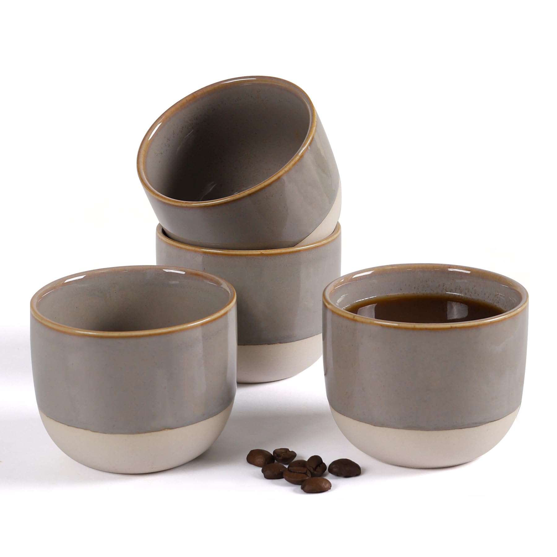 ZEBERBO 5oz Porcelain Espresso Cups Set of 4, Mini Coffee Mugs Demitasse Cups, Double Espresso Tea Cups Set of 4, Unique Special Reactive Glaze, Blue