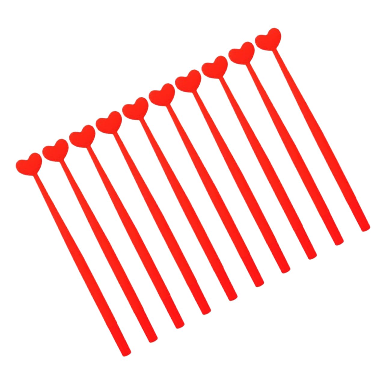 Angoily Penne Gel Set 10 Penne a Forma di Cuore in Plastica Rosse Leggere e Fluide Stile per Studenti, per Scrivere e Prendere Appunti