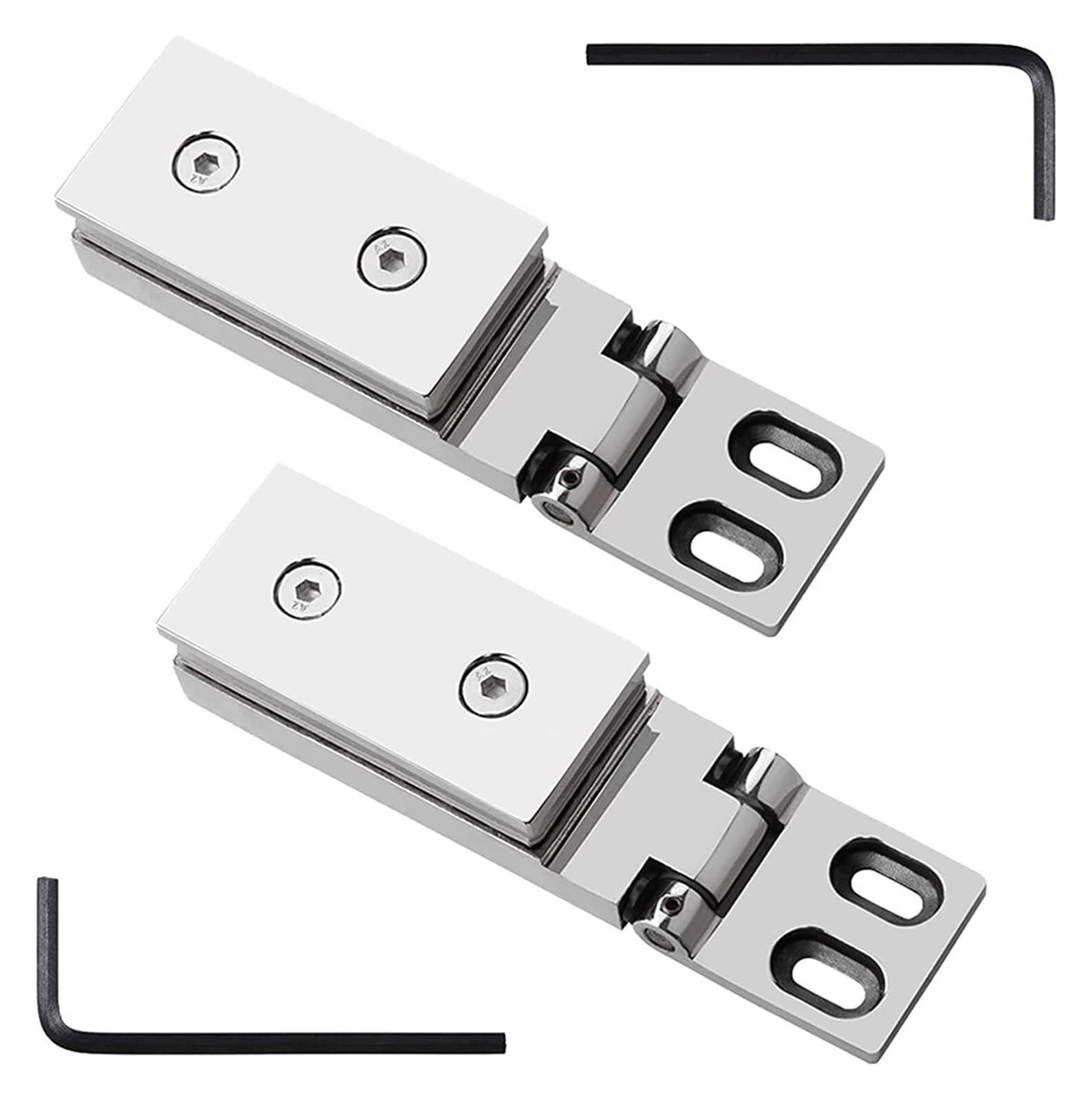 Myxjx One Color Hinges, 2 Pack 304 Stainless Steel, Long Bar 90° One Way Bathroom Glass Clip, 8-12Mm Swing Door Shower Hinges
