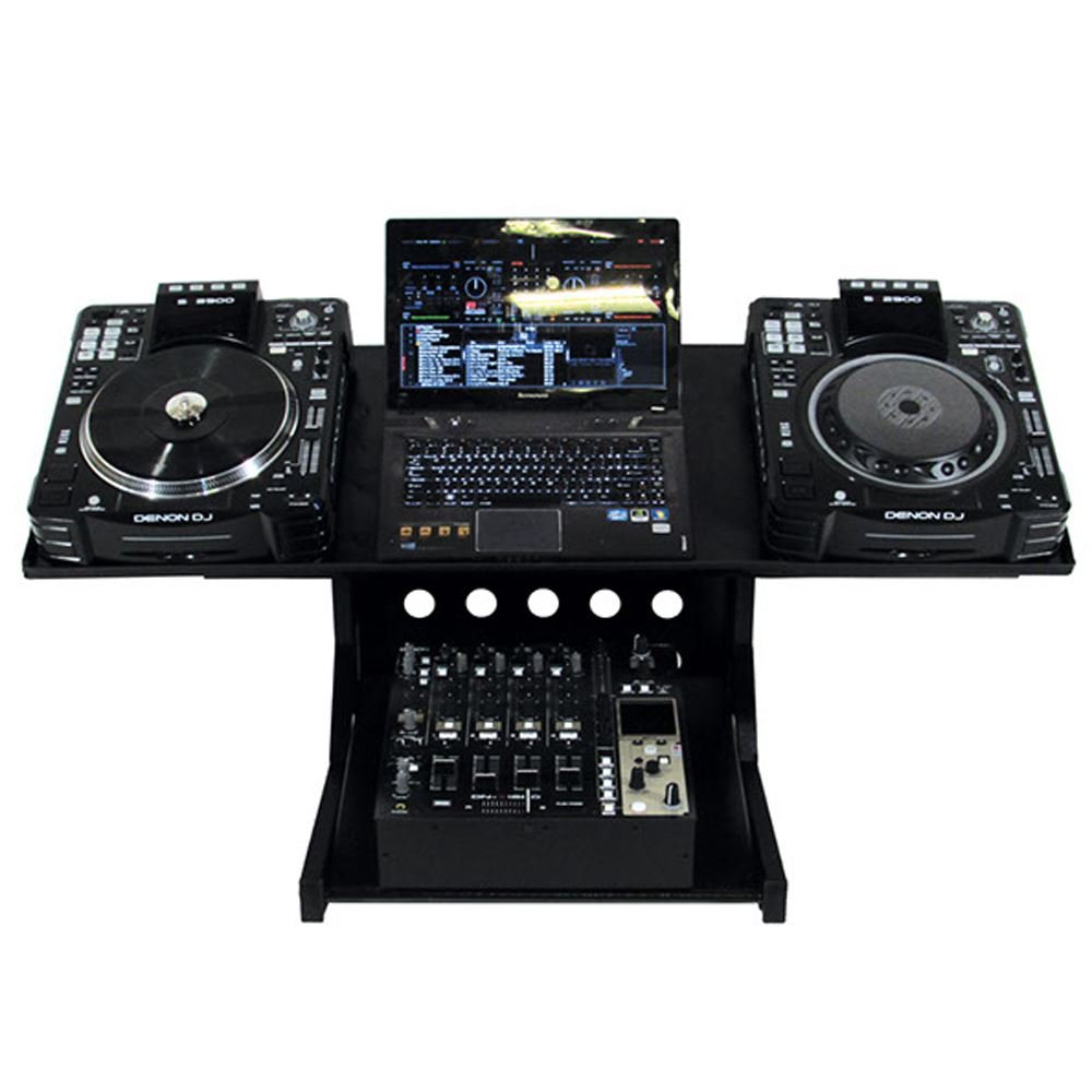 WS1 - Equipo de DJ y VJ (ajustable, acero, patas de goma y los lazos de gestión de cables), color negro