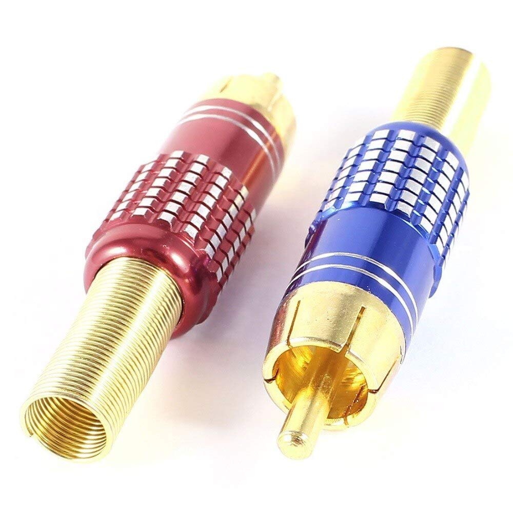 Lot de 100 adaptateurs RCA mâles à souder pour Audio et vidéo Doré Rouge Bleu