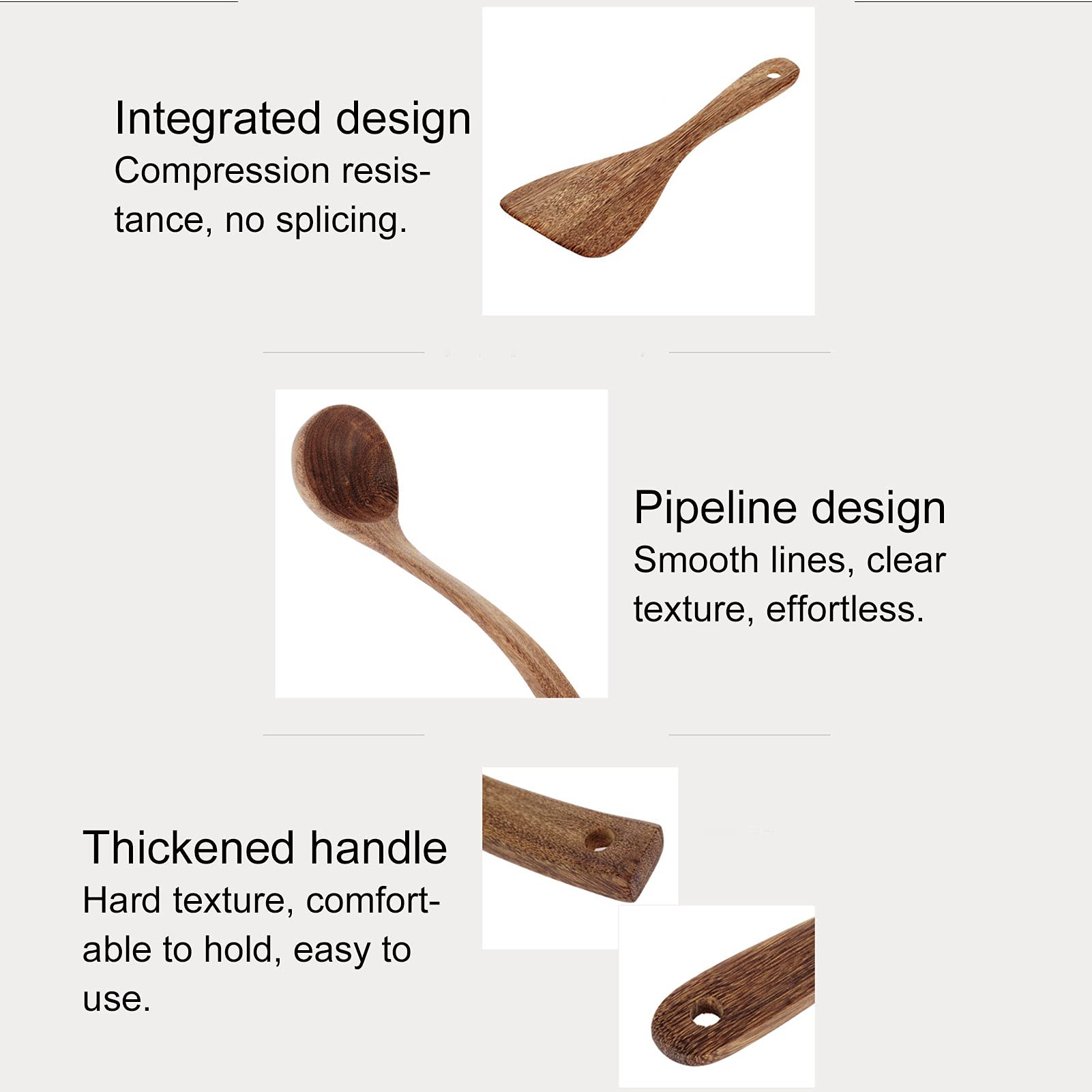 Alvinlite Set di Utensili da Cucina, 8 Pezzi di spatola in Legno, cucchiai da Cucina, per mescolare Gli Utensili da Portata per la casa