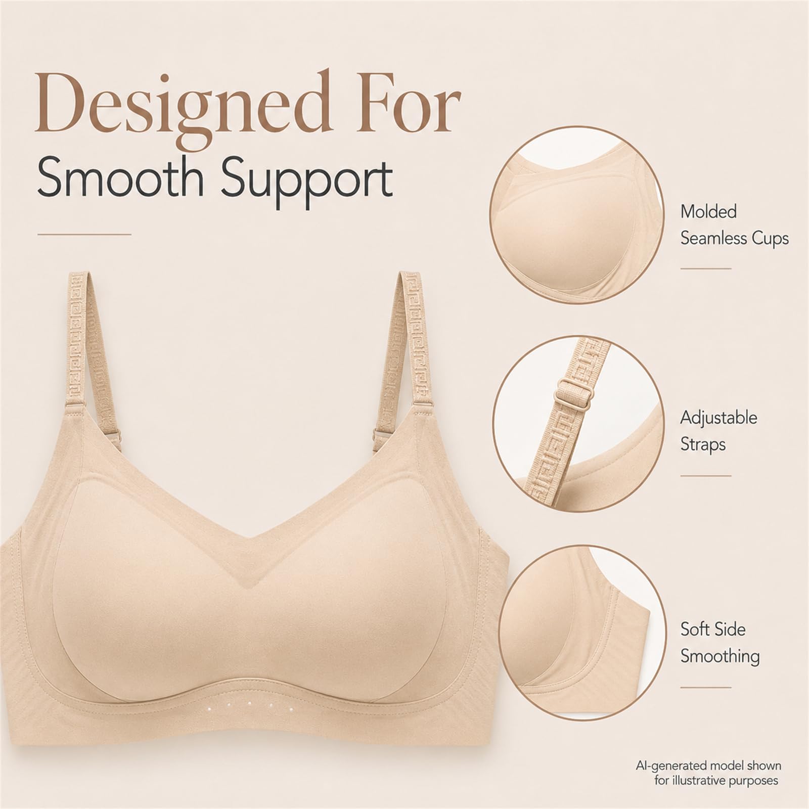 Reggiseno da donna senza ferretto senza cuciture invisibile t-shirt