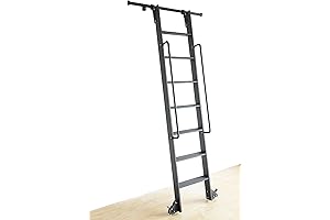 Hook On Rolling Library Ladder Track Kit with Grab Handle
