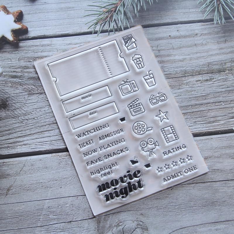 ZFPARTY Movie Night Stamps Scrapbook Paper Transparent Clear Handmade Decoration Gifts Rubber Stamp for Card DIY Scrapbooking