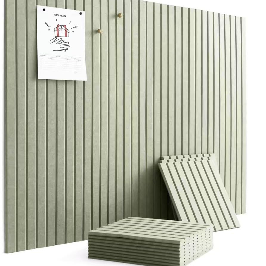 Yallmie Corcho Pared Autoadhesivo 120x90 cm, 12 Piezas Tablero de Fieltro Tablas de Corcho Alternativas Alternativa al Corcho Pared Tablón de Anuncios con 35 Chinchetas para Fotos Notas，Verde claro