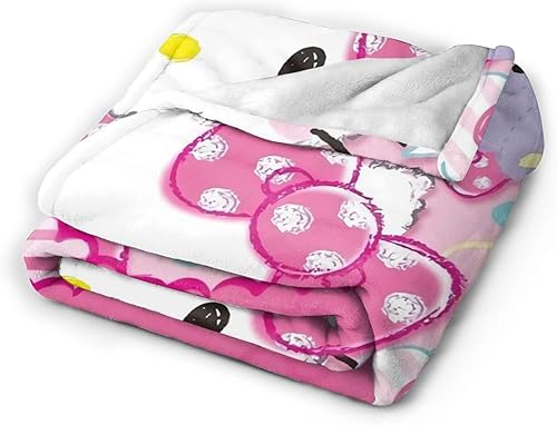 Miniatura 3 de Manta ligera, de terciopelo ultrasuave, duradera, para decoración del hogar, sofá, alfombra de 50 x 40 pulgadas, caricatura, gatito rosa (117)