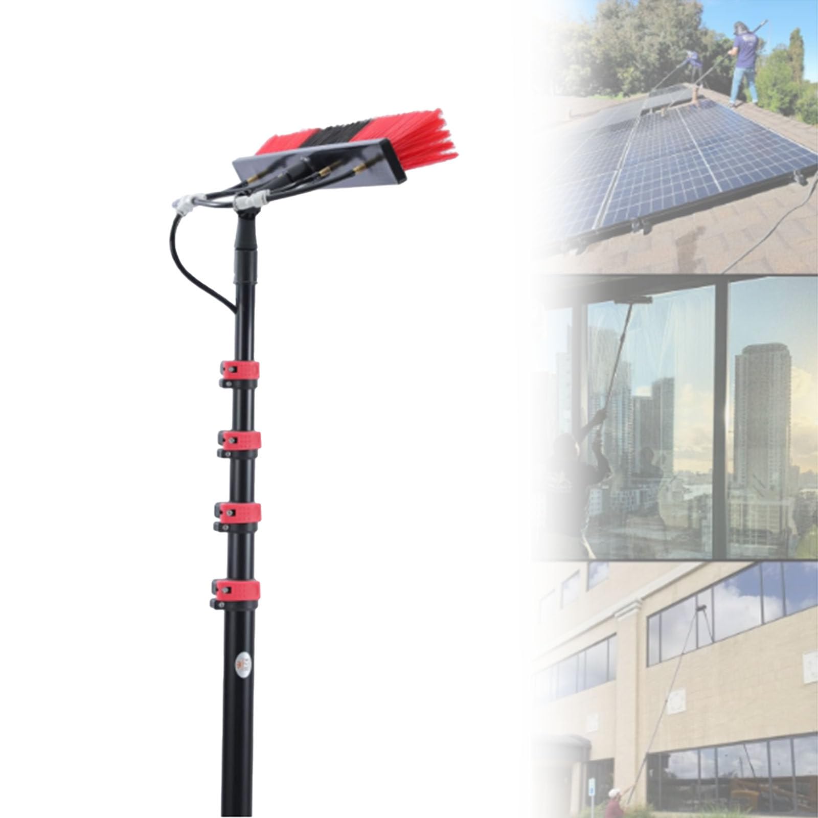 Tige de nettoyage de vitres extensible à alimentation en eau pour un lavage sans effort