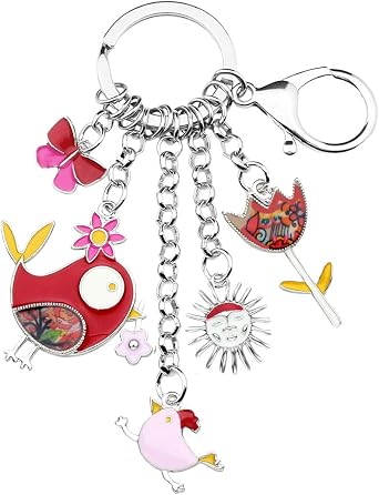BONSNY Enamel Zinc Alloy Birds Flower Butterfly Key Chains Keyrings For Women Handbag Car Key Charms