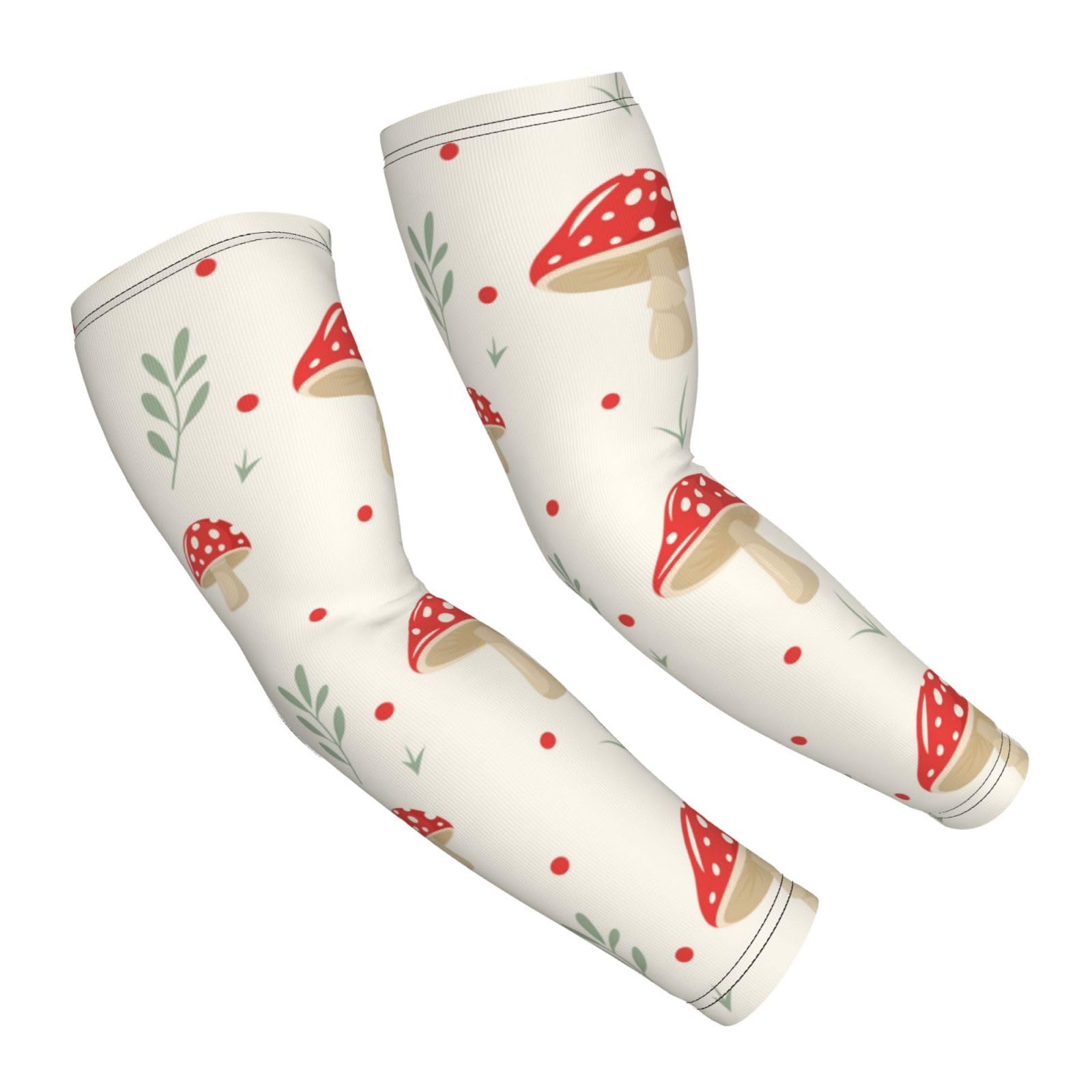Salelf Flat Mushrooms Arm Sleeves Cooling UV Sun Protection Sports Compression Sleeves for Men Women Golf Basketball Arm Sleeves