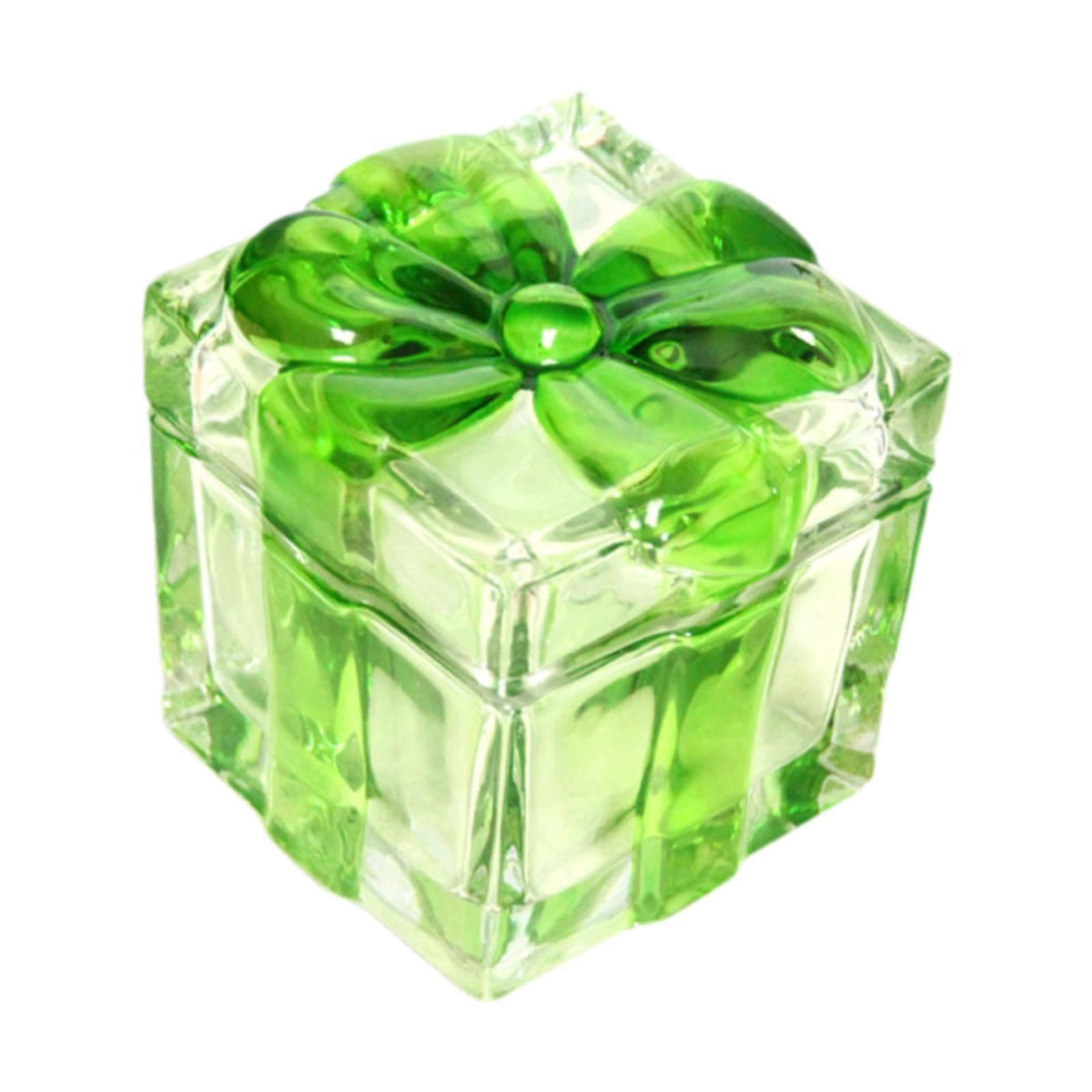 predolo Sucrier en Verre avec Couvercle Bonbonnière Boîte à Friandises Plateau de Rangement Design Élégant en Verre Adapté pour Salon Table Restaurant, Vert Petit