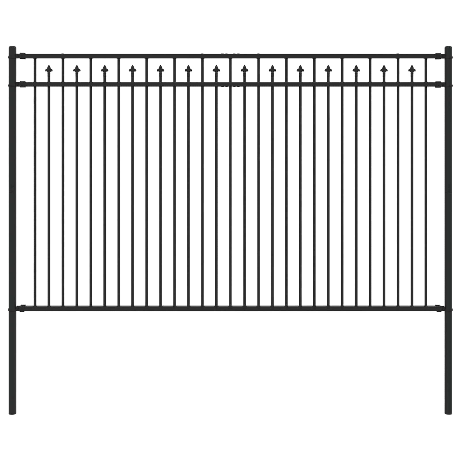 Spike Fence Baarlo Black 200 x 166 cm Powder-Coated Steel Outdoor Security Barrier with Interlocking Panels Weather-Resistant Spear Top for Garden Privacy Boundary