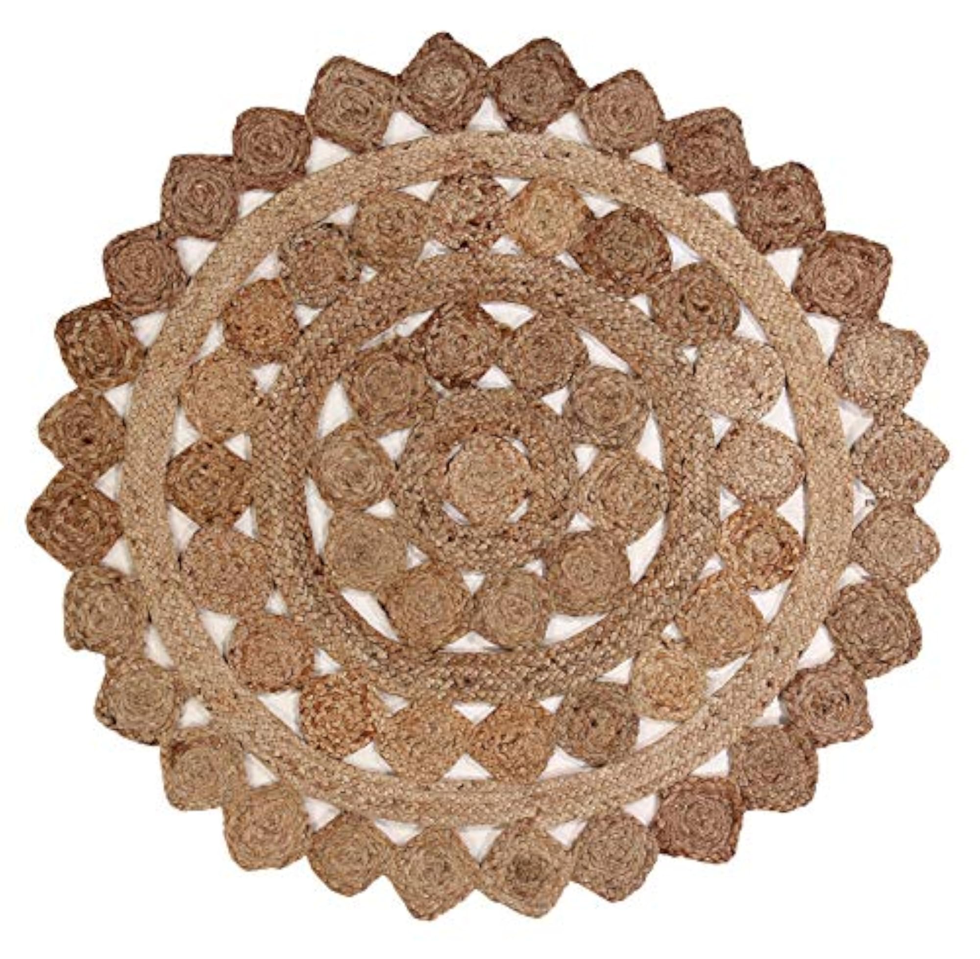 Indoor Round Jute Rug, Handmade Bohemian Decor