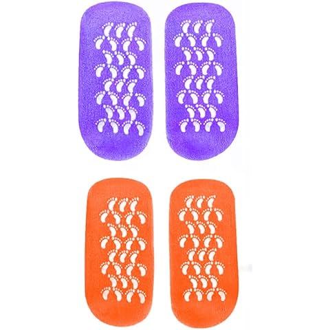 2 Pairs: Moisturising Gel Socks with Spa - Inner Lining Infused with Essential Oils (Pink + Blue) Cover