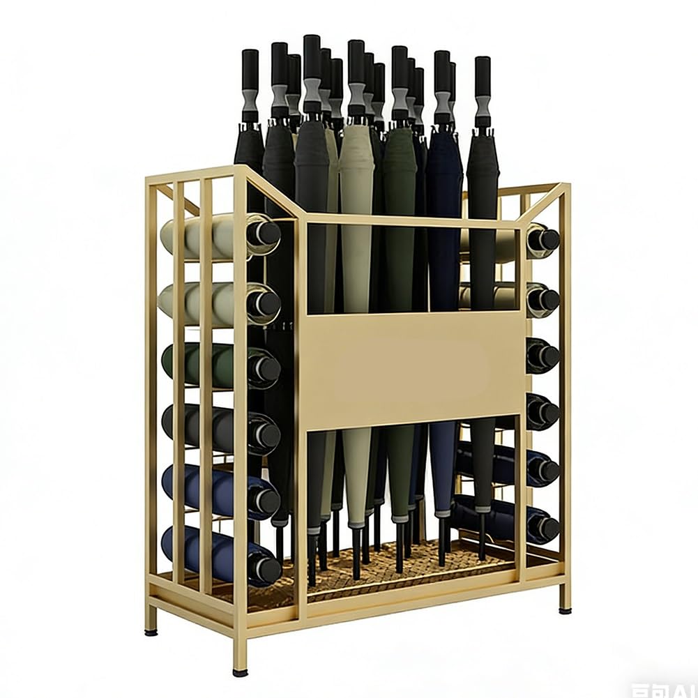WXPGFEQ Commercial Metal Umbrella Stand, Multipurpose Umbrella Shelf with Drip Tray, Corridors Entrance Umbrella Basket for Hotel, School, Cafes